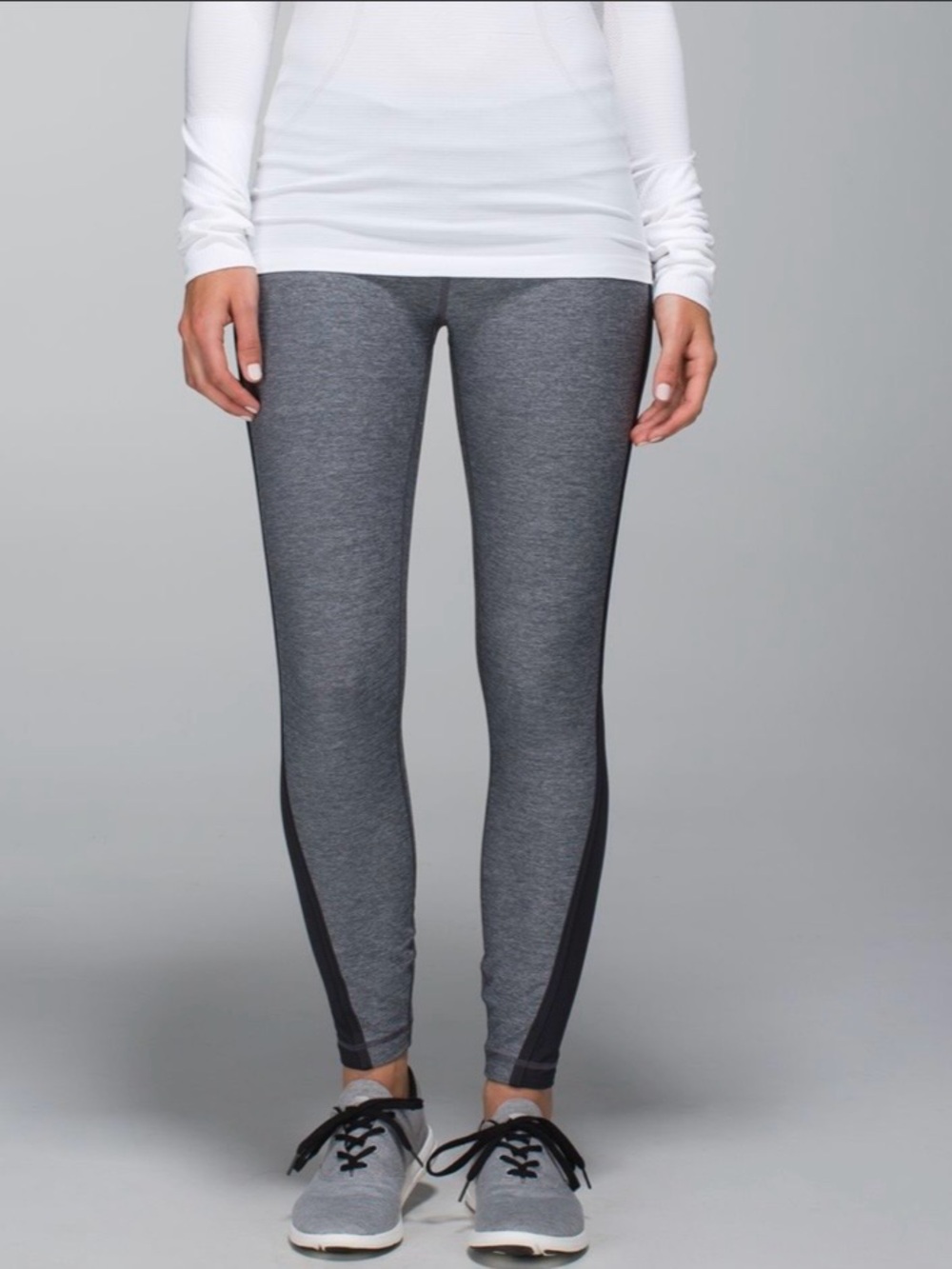 Lululemon Run: Pace Tight in the Heathered Deep Coal / Deep Coal colorway size 4